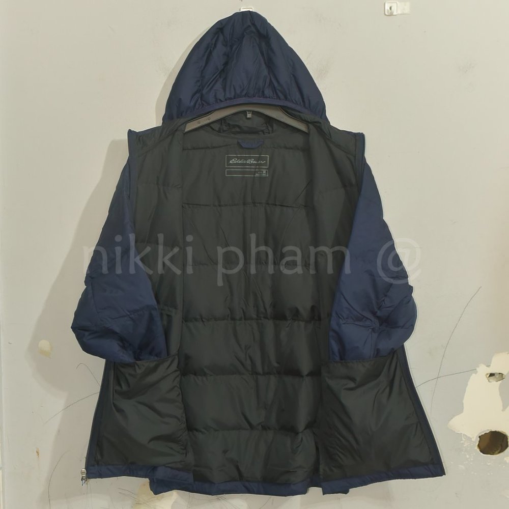 Eddie Bauer Men’s Hooded Down Jacket IN BLue - Picture 3 of 6